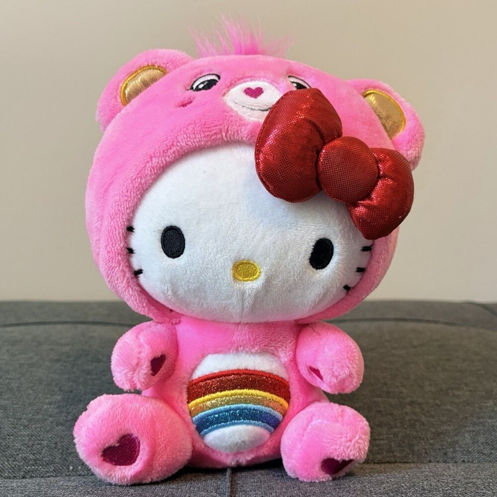 Hello Kitty x Care Bears Cheer Bear Plush Stuffed Animal Excellent Condition